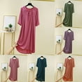 thumbnail image 1 of Fartey Short Sleeve Nightgowns for Women Soft Pleated V Neck Sleep Shirts Comfy Solid Color Sleepdress Loose Casual Daily Loungewear Army Green M, 1 of 5