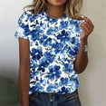 thumbnail image 1 of Fartey Short Sleeve Tops for Women 2025 Plus Size Summer Crewneck T Shirts Loose Fit Casual Blouses Vintage Floral Printed Tees Multicolor XXXXL, 1 of 5
