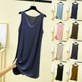thumbnail image 1 of Fartey Sleeveless Nightgowns for Women Loose Comfy V Neck Nightshirt Casual Long Tank Sleep Dress Solid Color Daily Loungewear Green XL, 1 of 4