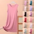 thumbnail image 1 of Fartey Sleeveless Nightgowns for Women Plus Size Crew Neck Chemise Sleepwear Loose Comfy Solid Color Swing Tank Nightshirts Black 2XL, 1 of 5