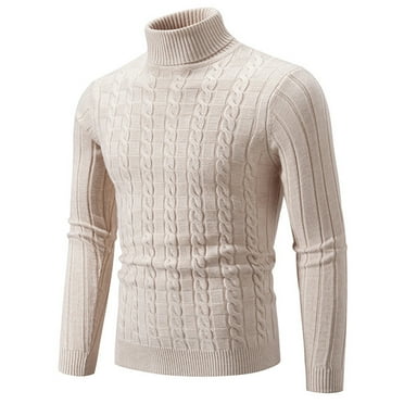 Fartey Slim Fit Turtleneck Sweater for Men Trendy Casual Cable Knit Pullover Sweaters Classic Solid Color Basic Sweater Fall Winter Long Sleeve Holiday Sweaters