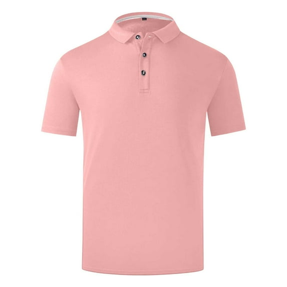 Fartey Solid Color Golf Shirts for Women Plus Size Quick Dry Moisture Wicking Sports Tops Classic Short Sleeve Breathable Athletic T Shirts Dressy Casual Button Lapel Tops Pink S-4XL