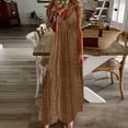 thumbnail image 1 of Fartey Spaghetti Strap Maxi Dresses for Women Summer Eyelet Swing Dress Casual Solid Color V Neck Dress Loose Breathable Beach Vacation Sundress Khaki S-2XL, 1 of 6
