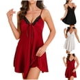 thumbnail image 1 of Fartey Spaghetti Strap Nightdress for Women Sexy Lace V Neck Nightgowns Soft Comfy Sleeveless Sleep Dress Short Chemise Sleepwear White S, 1 of 6