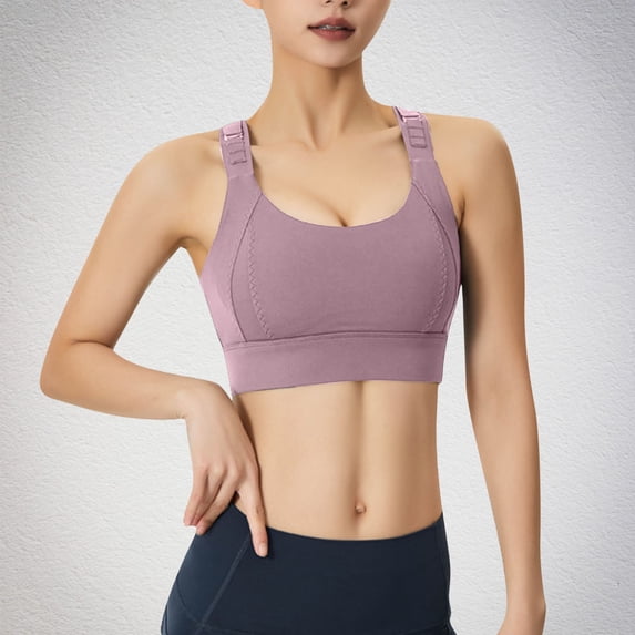 Fartey Sports Bras for Women Plus Size Soft Comfort Adjustable Yoga Bras Solid Color Breathable Full Coverage Gathering Bralettes Wireless Workout Push Up Bras