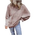 thumbnail image 1 of Fartey Fashion Striped Sweaters for Women Oversized Crew Neck Batwing Long Sleeve Knitted Pullover Sweater Loose Fit Fall Winter Casual Holiday Sweaters, 1 of 5