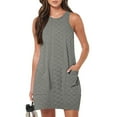 thumbnail image 1 of Fartey Summer Dresses for Women 2025 Eyelet Casual Loose Sleeveless Sundresses Solid Color Tank Dress with Pockets Breathable Crewneck Beach Sundress Dark Gray S-2XL, 1 of 7