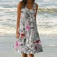 thumbnail image 1 of Fartey Summer Dresses for Women 2025 Loose Casual Crewneck Sleeveless Tank Dress Flowy Tiered Midi Dresses Plus Size Boho Floral Print Sundress Gray S-5XL, 1 of 5