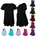 thumbnail image 1 of Fartey Summer Dresses for Women Plus Size Round Neck Short Sleeve Midi Dress Loose Flowy Ruffle Tiered Dresses Casual Swing Dress Hot Pink XL, 1 of 6