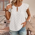 thumbnail image 1 of Fartey Summer Eyelet Tops for Women 2025 Loose Casual Cap Sleeve Shirts Slim Fit V Neck Tunic Tees Lightweight Breathable Solid Color Goig Up Blouses White M, 1 of 9