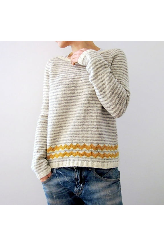 Sweaters for Women Plus Size Fall Long Sleeve Vintage Aztec Striped Crewneck Knitted Pullover Basic Tops Loose Comfort Sweaters