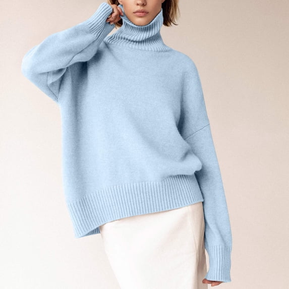 Fartey Turtleneck Sweater for Women 2024 Fall Winter Chunky Knitted Pullover Trendy Casual Solid Color Sweater Oversized Long Sleeve Sweaters