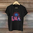 thumbnail image 1 of Fartey USA Flag Shirt for Women 4th of July Patriotic T Shirts Independence Day Graphic Tees Summer Short Sleeve Crew Neck Tshirts Dressy Casual Party Tops Black L, 1 of 3