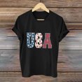 thumbnail image 1 of Fartey USA Flag Tee Shirt for Women 4th of July Memorial Day Gift T Shirts Casual Loose Short Sleeve Crew Neck Tops Trendy Graphic Tees Independence Day Patriotic Blouses Black S, 1 of 4