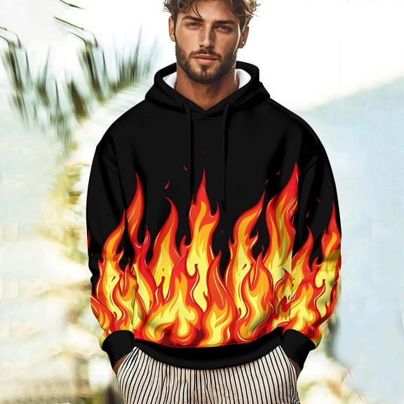 Fartey Unisex Graphic Hoodies Fall Winter Long Sleeve Drawstring Pullover Tops Loose Casual Fleece Hooded Sweatshirts with Pockets for Men and Women Orange 3XL