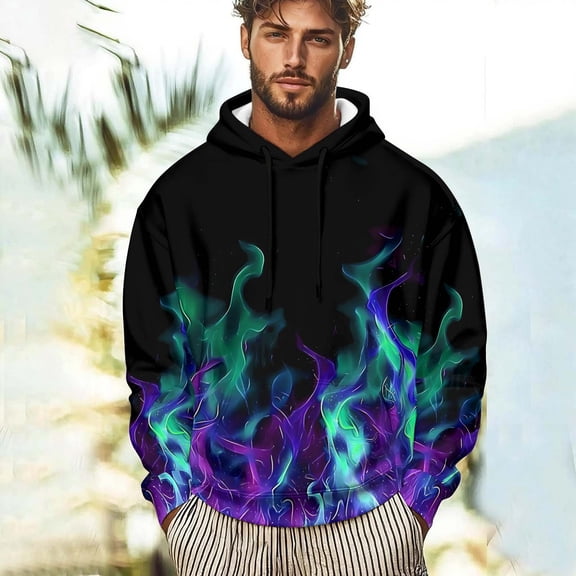 Fartey Unisex Graphic Hoodies Fashion 3D Print Sweatshirt Loose Casual Long Sleeve Drawstring Hooded Sweatshirts Fall Winter Pullover Tops with Pockets Purple M