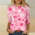 thumbnail image 1 of Fartey Valentine's Shirts for Women Plus Size Fall 3/4 Sleeve Tunic Tops Soft Comfy Crewneck Tees Valentine's Day Pink Heart Tshirts Casual Loose Holiday Blouses S-5XL, 1 of 5