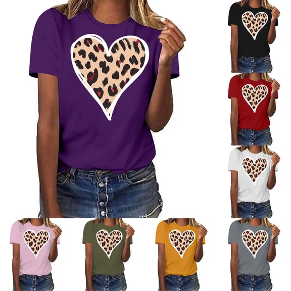 Fartey Valentines Shirts for Women Funny Love Heart Graphic Tees Loose Casual Short Sleeve Crew Neck Tshirt Fashion Festival Tops Red L