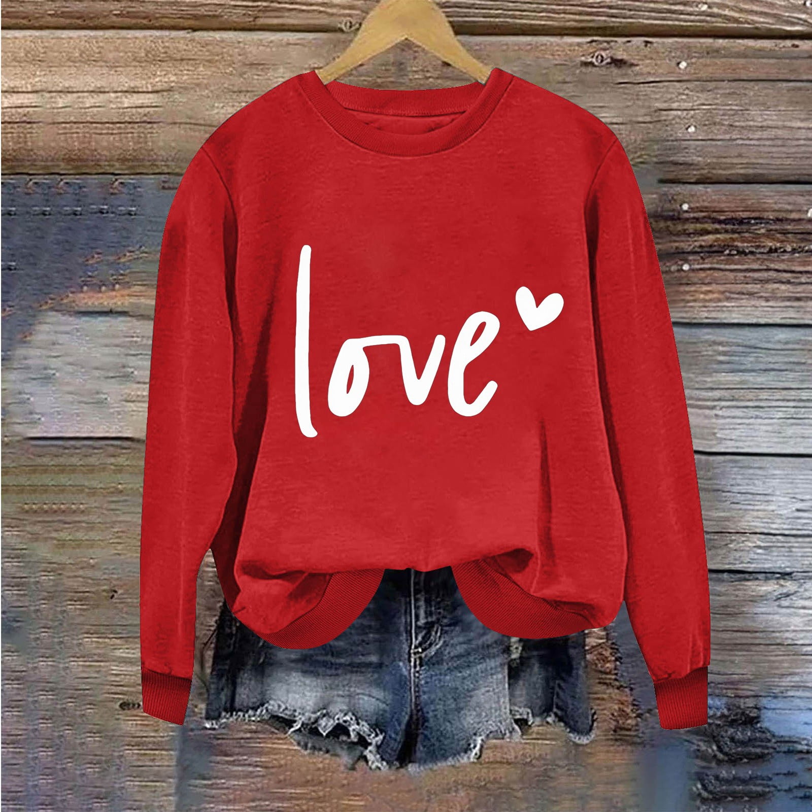 Valentine’s Day LOVE Round Neck Long Sleeve Sweatshirt