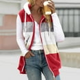 thumbnail image 1 of Fartey Vest for Women Plus Size Fuzzy Sherpa Fleece Vest Cozy Sleeveless Jacket Vests with Pockets Zip Up Hooded Coats Fashion Color Block Patchwork Waistcoat Outerwear 5XL, 1 of 5