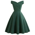 thumbnail image 1 of Fartey Wedding Dresses for Women Vintage Off Shoulder Bridesmaid Dress Elegant High Waist A-line Evening Party Dresses Fashion Solid Color Cocktail Dress Green S-XL, 1 of 3