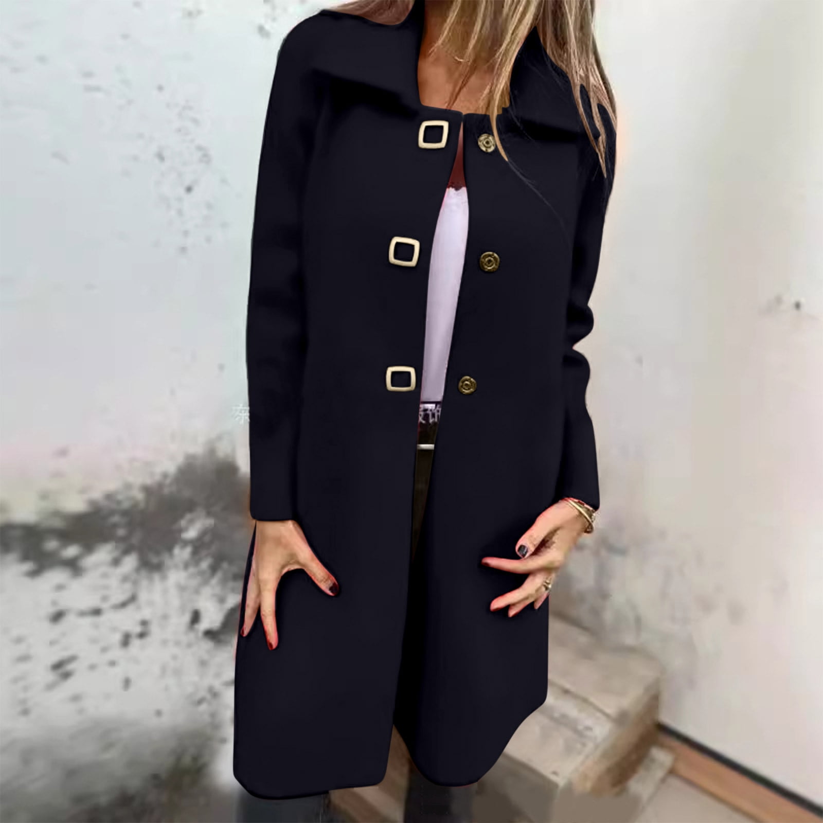 GXIPO Long Wool Coats for Women Plus Size Casual Formal Work