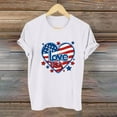 thumbnail image 1 of Fartey Women American Flag Shirts Cute USA Flag Stars Stripes Graphic Tees 4th of July Patriotic T Shirts Dressy Casual Short Sleeve Crew Neck Holiday Tops White L, 1 of 3
