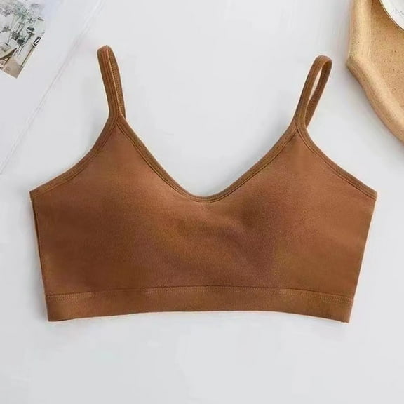 Fartey Women Cotton One Piece Sports Bras Wireless Medium Support Bra No Underwire Cami Bras Summer Breathable Solid Color Padded Bralette