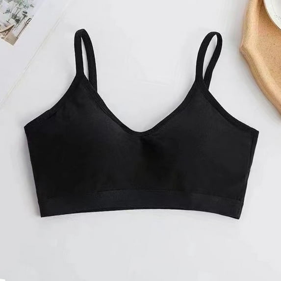 Fartey Women Cotton One Piece Sports Bras Wireless Medium Support Bra No Underwire Cami Bras Summer Breathable Solid Color Padded Bralette