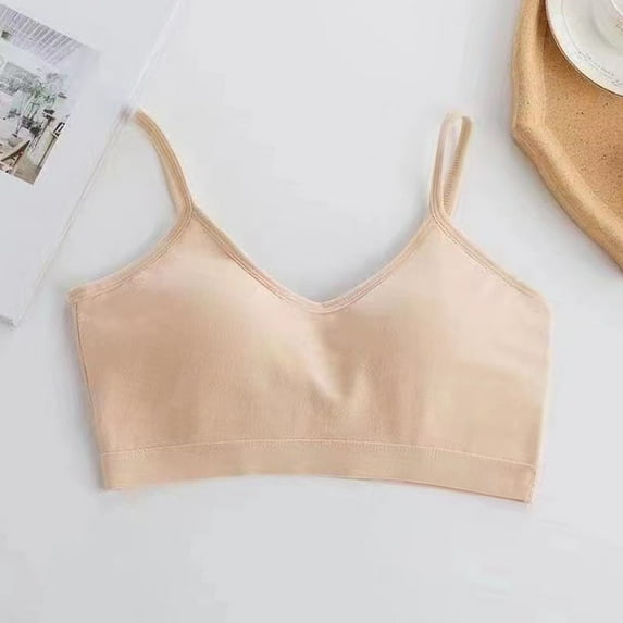 Fartey Women Cotton One Piece Sports Bras Wireless Medium Support Bra No Underwire Cami Bras Summer Breathable Solid Color Padded Bralette