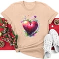 thumbnail image 1 of Fartey Women Valentine's Day Short Sleeve Tops Casual Loose Summer T Shirts Soft Stretch Crew Neck Tee Shirt Fashion Cute Heart Graphic Tees 2025 Khaki S-3XL, 1 of 5