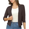 thumbnail image 1 of Fartey Women's 3/4 Sleeve Shrugs Cardigan Lightweight Cropped Tops Fall Knitted Open Front Business Casual Solid Color Work Cardigans Coffee M, 1 of 7