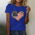 thumbnail image 1 of Fartey Women's American Flag Heart Shirts Cute Graphic Tees 4th of July Patriotic Tshirts Independence Day Short Sleeve Crew Neck Tops Dressy Casual Festival T Shirt Blue XL, 1 of 4