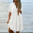 thumbnail image 1 of Fartey Women's Button Down Shirt Dress Plus Size Summer Short Sleeve V Neck Tiered Dress Loose Flowy Ruffle Knee Length Babydoll Dresses 2025 White S-5XL, 1 of 6