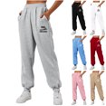 thumbnail image 1 of Fartey Women's Cinch Bottom Sweatpants with Pockets Funny Letter Graphic Jogger Pants Lounge Comfy Workout Jogging Pant Black XL, 1 of 3