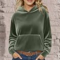 thumbnail image 1 of Fartey Women's Corduroy Hoodies Loose Fit Long Sleeve Pullover Tops Fashion Solid Color Ribbed Knit Sweatshirts with Pockets Army Green 2XL, 1 of 6