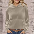 thumbnail image 1 of Fartey Women's Corduroy Hoodies Loose Fit Long Sleeve Pullover Tops Fashion Solid Color Ribbed Knit Sweatshirts with Pockets Beige S, 1 of 6