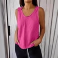 thumbnail image 1 of Fartey Women's Cotton Linen Tank Tops Fashion Raw Edge V Neck Tanks Summer Sleeveless Shirts Loose BreathableSolid Color Casual Camisoles Hot Pink XL, 1 of 7