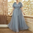 thumbnail image 1 of Fartey Women's Elegant Chiffon Dresses Plus Size Short Sleeve V Neck Formal Dress Cocktail Wedding Guest Prom Long Dresses Bridesmaid Dress Gray XXL, 1 of 8