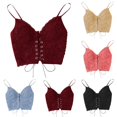 thumbnail image 1 of Fartey Women's Eyelet Lace Up Sleeveless Camisole Fashion Cute Strappy Bustier Bralette Crop Shirt Solid Color Basic Cami Corset Tank Tops Sky Blue XXL, 1 of 4
