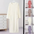 thumbnail image 1 of Fartey Women's Flannel Nightgown Fuzzy Fleece Cozy Warm Winter Sleepdress Loose Casual Long Sleeve Crew Neck Nightdress White Free Size, 1 of 4