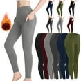 thumbnail image 1 of Fartey Women's Fleece Lined Leggings Tummy Control Thermal Warm High Waisted Yoga Pants Fashion Solid Color Hiking Running Tights with Pockets Dark Gray L, 1 of 9