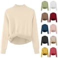 thumbnail image 1 of Fartey Women's Fleece Sherpa Lined Sweaters Slim Fit Long Sleeve Mock Neck Pullover Sweater Cozy Ribbed Knit Jumper Tops White Free Size, 1 of 3