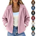 thumbnail image 1 of Fartey Women's Fuzzy Fleece Jacket Casual Long Sleeve Lapel Jackets Warm Winter Open Front Cropped Cardigan with Pockets Blue L, 1 of 9