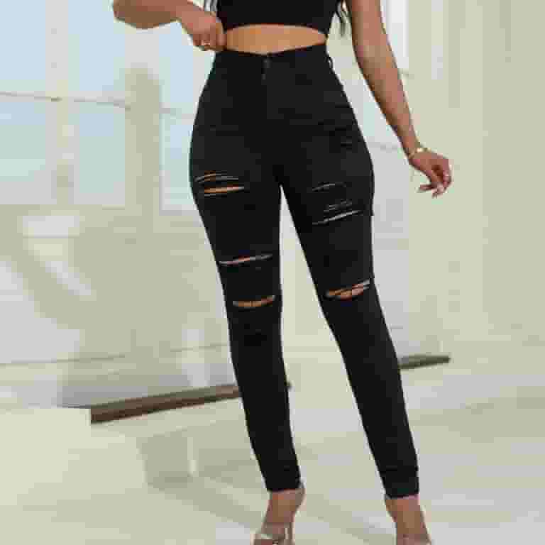 Fartey Women's High Waist Ripped Skinny Jeans Stretch Butt Lifting