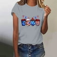 thumbnail image 1 of Fartey Women's Independence Day T-Shirts 4th of July Patriotic Shirt American Flag Print Tees Summer Crewneck Short Sleeve Blouses Dressy Casual Memorial Day Tops Gray XL, 1 of 4