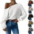 thumbnail image 1 of Fartey Women's Off Shoulder Sweaters Trendy Twist Open Back Sweater Loose Fit Ribbed Knit Long Sleeve Pullover Sweaters Fashion Y2K Sweaters Beige XL, 1 of 8