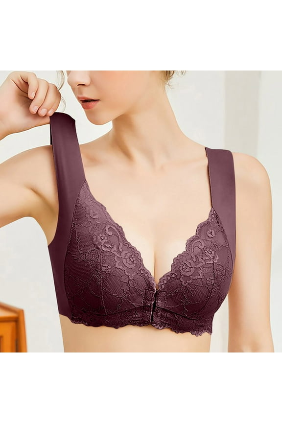 Women's Plus Size Lace Bras No Wire Support T-shirt Bras Cotton Comfort Bralettes Stretch Daily Full Figure Bras