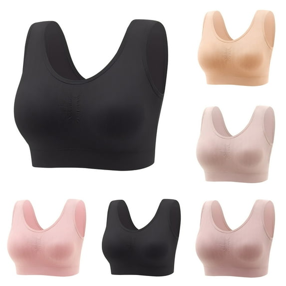 Fartey Women's Sports Bras High Support Wireless Bra with Padded Breathable Workout Bras Soft Comfortable Yoga Bra Black Free Size