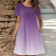 thumbnail image 1 of Fartey Women's Summer Gradient Mini Dress Casual Short Sleeve Crew Neck T-shirt Dress Fashion Loose Flowy Beach Vacation Sundress with Pockets White XL, 1 of 5